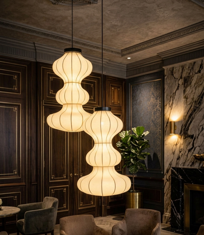 Handmade Fabric Hanging Pendant Light for Living Room, Dining & Luxury Decor