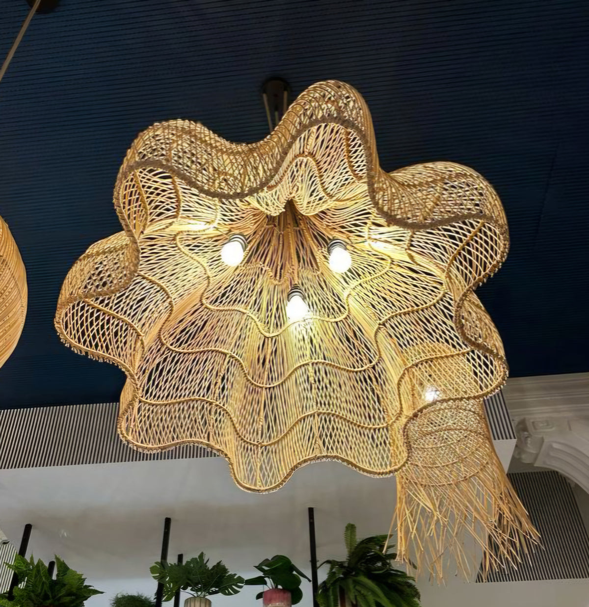Handmade Cane Large Ceiling Lamp | Cane Chandelier