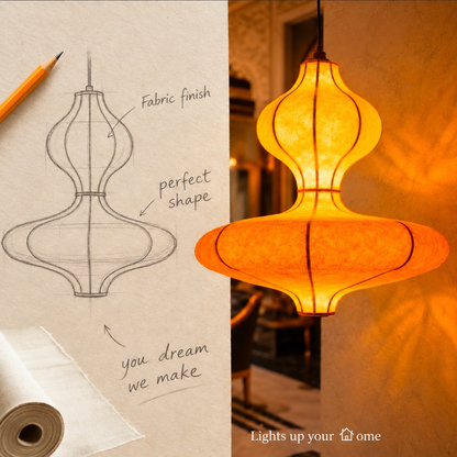 Handcrafted fabric LED Pendant Lamp for hotel and home