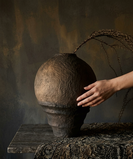 Luxury Earthy Statement Pot for Home Decor | Handcrafted Organic Modern Vese